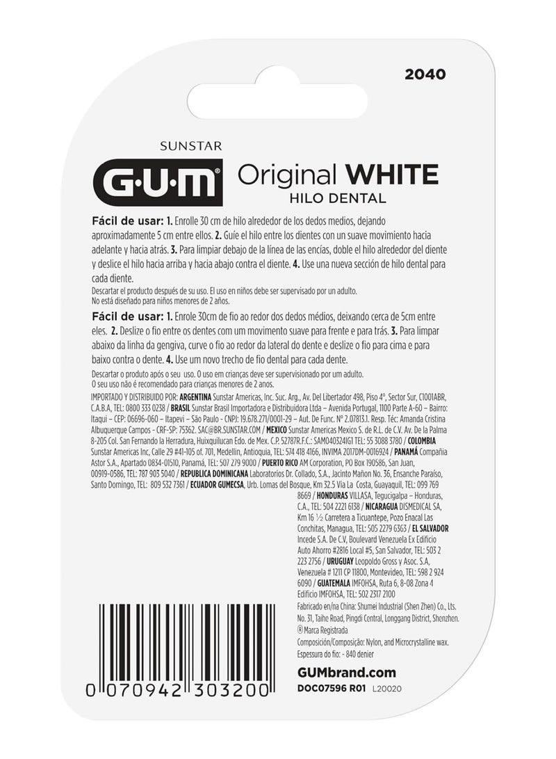 Gum Original White Dental Floss - Designed To Remove Stains In-Between Teeth-Interdental Control -Plaque With Micronized Silica And Fluoride Deep Cleaning 30M - Image 3