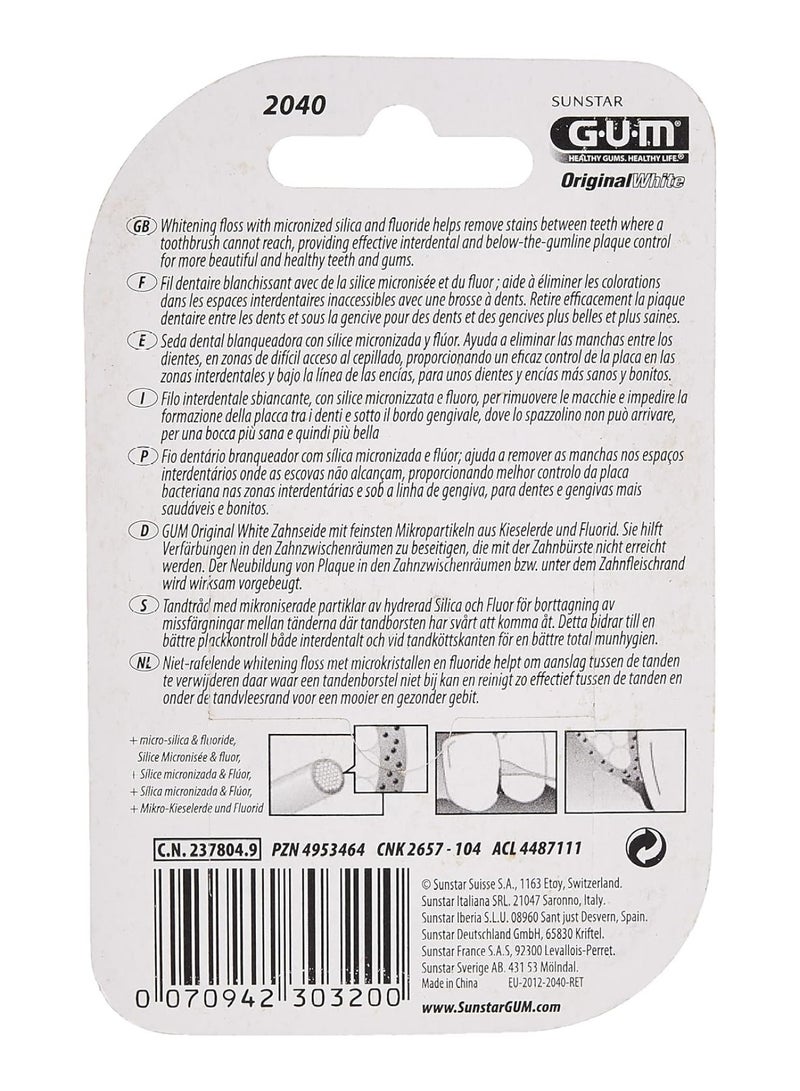 Gum Original White Dental Floss - Designed To Remove Stains In-Between Teeth-Interdental Control -Plaque With Micronized Silica And Fluoride Deep Cleaning 30M - Image 4