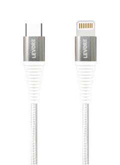 Levore USB-C to Lightning Nylon Cable MFI Certified 1m - White