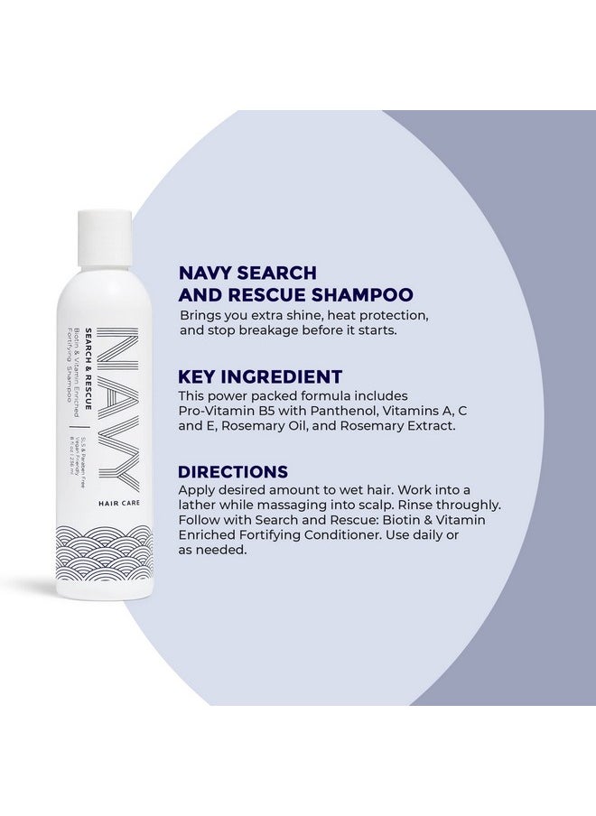 NAVY HAIR CARE - Navy Search And Rescue Shampoo Parabenfree Biotin And Hair Vitamin Enriched Fortifying Hair Shampoo 8 Fl Oz (Search And Rescue Shampoo) - Image 1