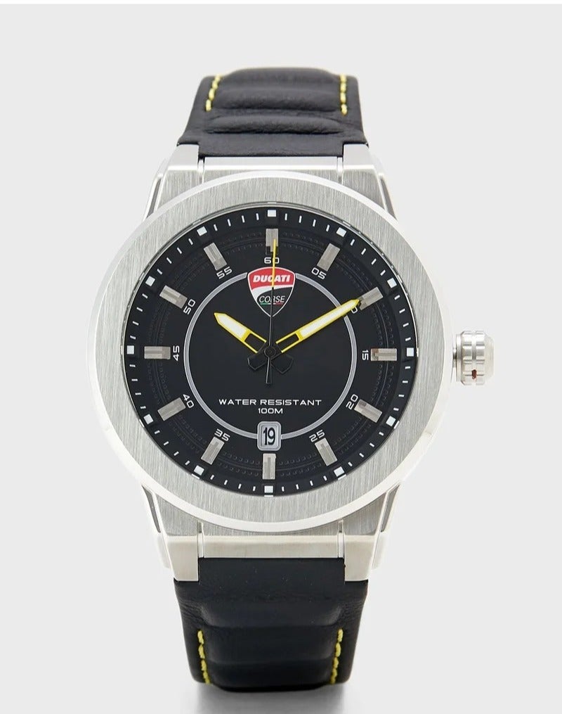 دوكاتي ساعة دوكاتي رجالية تناظرية بمينا أسود - DTWGB2019301 - Image 1