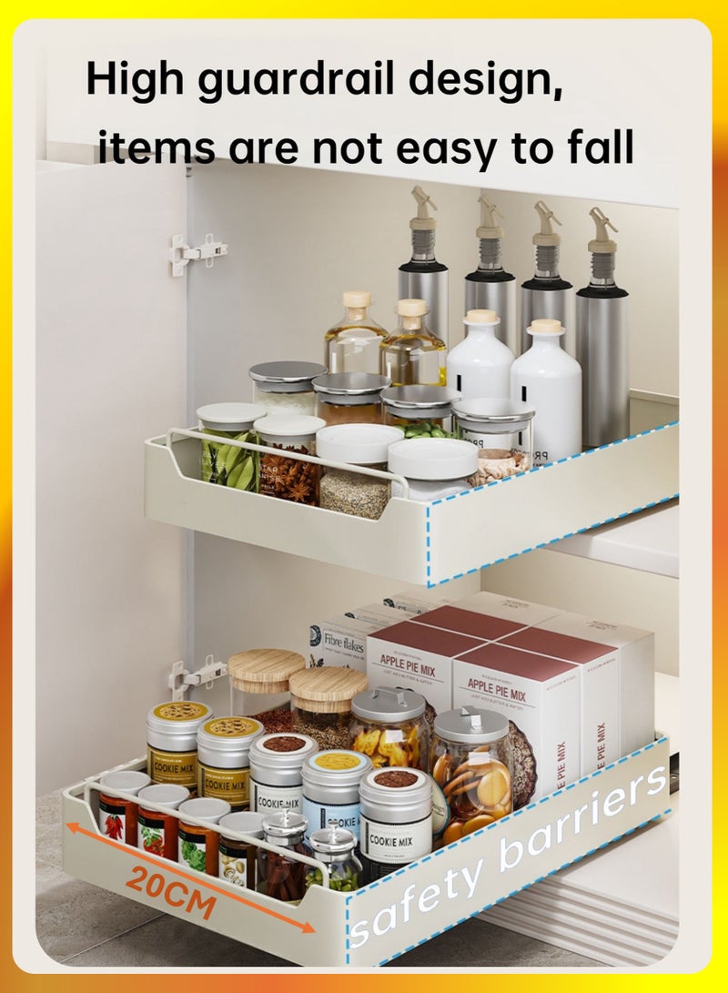 YooA Heavy Duty Pull-Out Cabinet Organizer with Smooth Gliding Tracks, Expandable Drawers for Kitchen, Pantry, Bathroom, and Living Room – Perfect for Snacks, Nuts, Cleaning Supplies, and More (43*20cm)  - Image 4