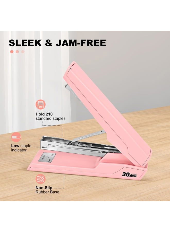 Kimuxo Metal Stapler with 830 Staples, Office Stapler, Staplers for Desk, 25-30 Sheet Capacity, Non-Slip, Pink - Image 3