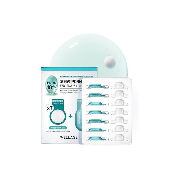 WELLAGE Hyper PDRN One-day Kit 7ea, Hydrating Peptide for Face, Korean Skin care, PDRN, Niacinamide, Hyalruonic acid, Pore minimizing