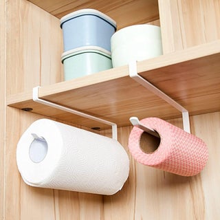 Paper Towel Holder Wall Mounted No Drilling, Paper Towel Holder Under Cabinet Kitchen Paper Towel Roll Holder Hook for Kitchen Towel Rack Shelf Napkins Storage Hanging Roll Tissue Dispenser - view 2