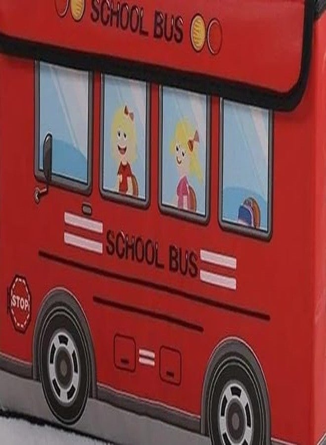 Blenzza Deco™ Kids School Bus/Sitting Stool/Storage Box/Playing Toy Storage Box (Pack of1) (Red) - Image 2