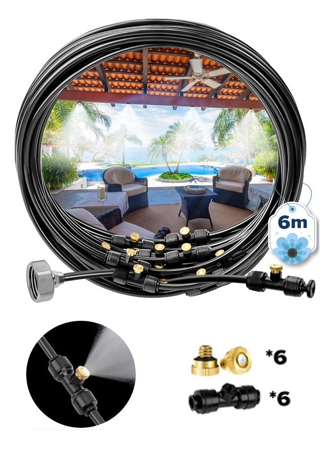Mist Irrigation System & Water Saving Cooling - 45°C Heat Reduction Kit for Family Garden, 6M Pipe + 6 Connectors (Sand Proof, Kids Safe, No Electricity Needed) - Image 1