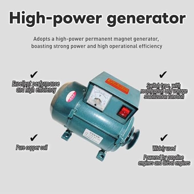 OLONETO 220V 3500W Small Pulley Permanent Magnet Brushless Generator With Regulator 50Hz High Power Low Noise Pure Copper Generator For Home Lighting - Image 2