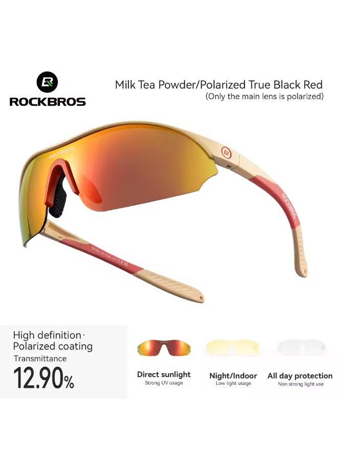 ROCKBROS Bicycle Glasses 1pc Polarized + 2pcs Common Lens Bike Eyewear Sunglasses UV400 Anti-sun Sports Run Cycling Glasses - Image 3