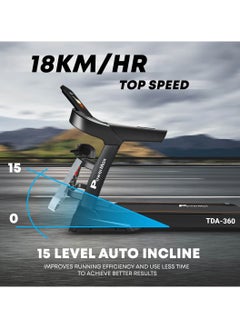 PowerMax Fitness Fitness Tda-360 (6.0Hp Peak) Treadmill For Home, 15.6 Inch Hd Display, Auto-Incline, Auto-Lubrication, 12 Pre-Set Programs, Max.Speed 18 Km/Ph, Max User Weight 140 Kg,  - Image 5