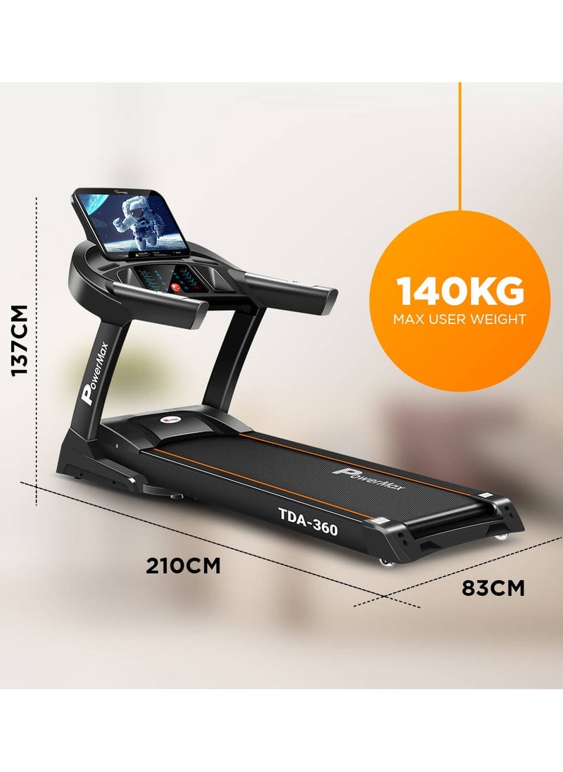 PowerMax Fitness TDA-360 (6.0HP Peak) Treadmill For Home, 15.6 inch HD Display, Auto-Incline, Auto-Lubrication, 12 pre-set programs, Max.Speed 18 Km/ph, Max User Weight 140 Kg, - pzsku/Z5F7230C1EFEA4D74215BZ/45/_/1737372163/eeb59f6c-4f53-495d-b29b-7ed32d3f088b