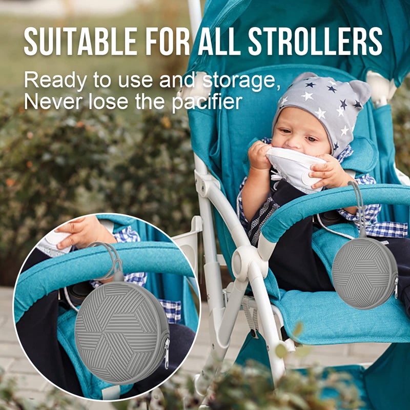 Smlpuame Pacifier Holder Case Bpa Free Portable Pacifier Storage Container Silicone Baby Pacifier Cover Pouch For Diaper Bag Stroller Travel Outdoor Activities Easy To Clean(Blue) - Image 5