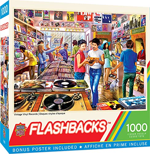 MasterPieces 1000 Piece Jigsaw Puzzle Vintage Vinyl Records Fun for Adults Family Kids NonGlare Finish 1925 x 2675 - Image 1