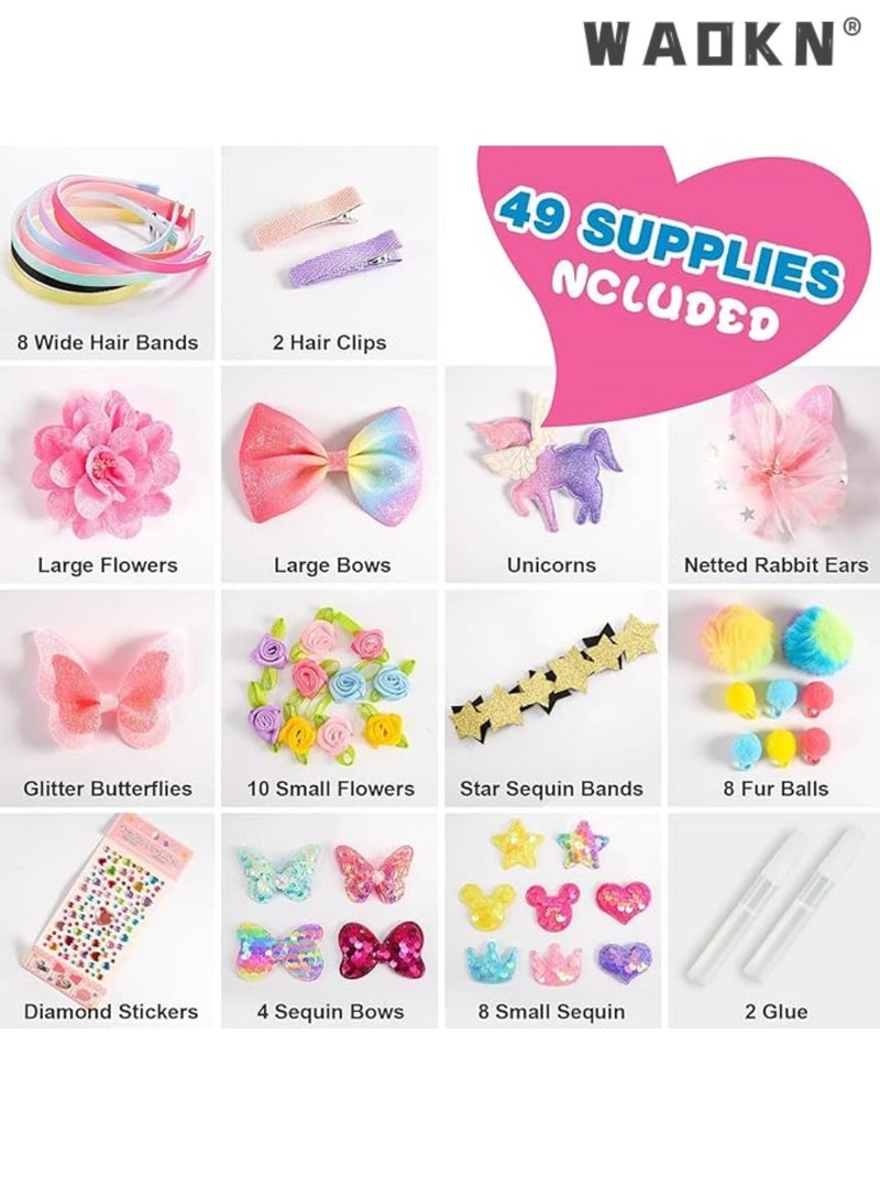 WAOKN Headband Making Kit for Girls，Make Your Own Fashion Headbands，Arts Crafts for Kids Girls Ages 5-12 DIY Hair Accessories Set，Arts and Craft Kits,Birthday Presents DIY，Headband Making Kit for Girls，Make Your Own Fashion Headbands，Arts Crafts for Kids Girls Ages 5-12 DIY Hair Accessories Set，Arts and Craft Kits,Birthday Presents DIY - Image 3