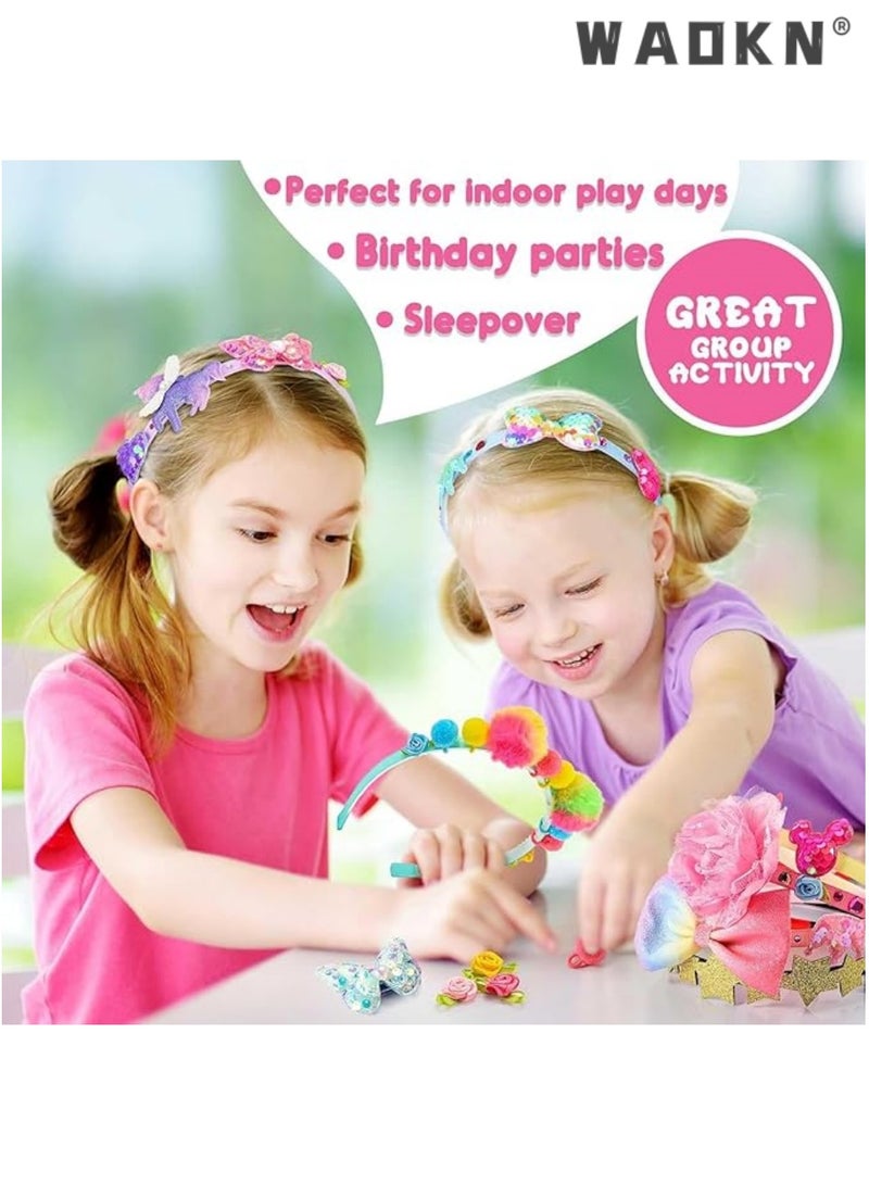 WAOKN Headband Making Kit for Girls，Make Your Own Fashion Headbands，Arts Crafts for Kids Girls Ages 5-12 DIY Hair Accessories Set，Arts and Craft Kits,Birthday Presents DIY，Headband Making Kit for Girls，Make Your Own Fashion Headbands，Arts Crafts for Kids Girls Ages 5-12 DIY Hair Accessories Set，Arts and Craft Kits,Birthday Presents DIY - Image 4