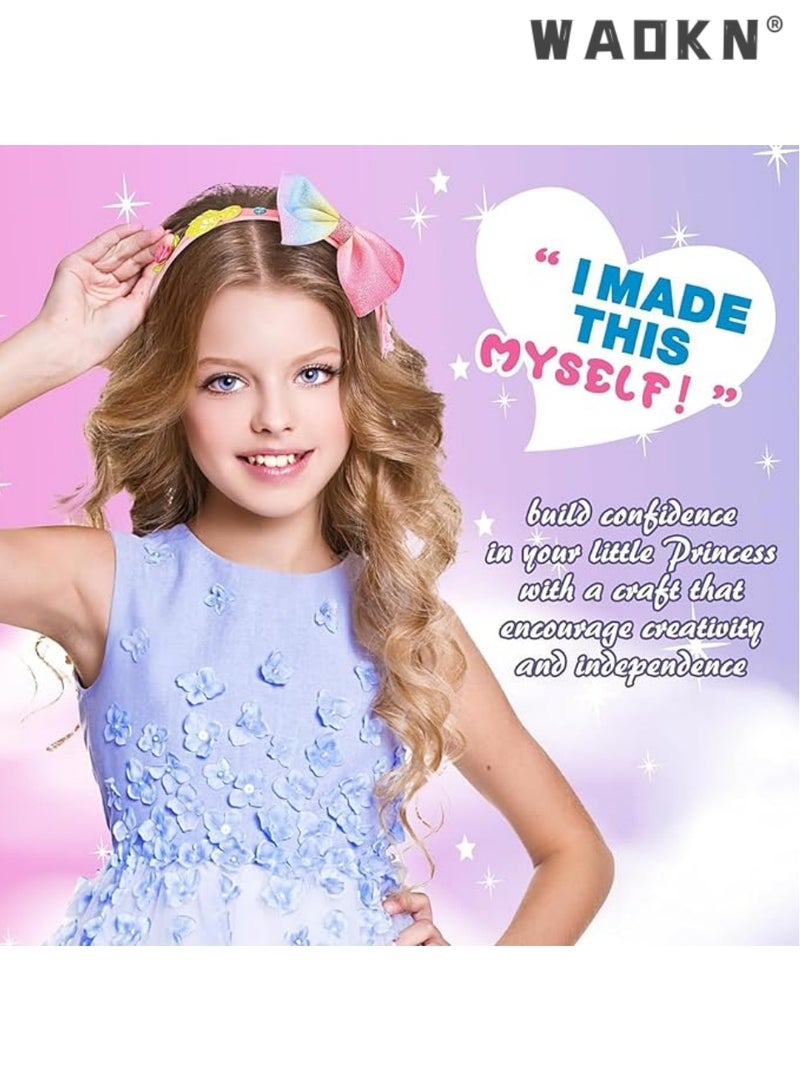 WAOKN Headband Making Kit for Girls，Make Your Own Fashion Headbands，Arts Crafts for Kids Girls Ages 5-12 DIY Hair Accessories Set，Arts and Craft Kits,Birthday Presents DIY，Headband Making Kit for Girls，Make Your Own Fashion Headbands，Arts Crafts for Kids Girls Ages 5-12 DIY Hair Accessories Set，Arts and Craft Kits,Birthday Presents DIY - Image 5
