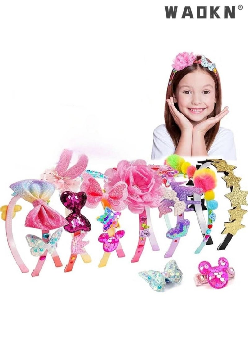 WAOKN Headband Making Kit for Girls，Make Your Own Fashion Headbands，Arts Crafts for Kids Girls Ages 5-12 DIY Hair Accessories Set，Arts and Craft Kits,Birthday Presents DIY，Headband Making Kit for Girls，Make Your Own Fashion Headbands，Arts Crafts for Kids Girls Ages 5-12 DIY Hair Accessories Set，Arts and Craft Kits,Birthday Presents DIY - Image 2