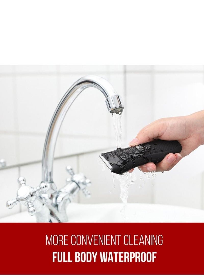 MarlaMall ماكينة تشذيب احترافية، ماكينة تشذيب أسفل الحزام مصممة للرجال، ماكينة قص الشعر لتشذيب الشعر بسهولة، ماكينة حلاقة مقاومة للماء لمنطقة الفخذ والجسم، مجموعة أدوات الحلاقة المنزلية، مع شحن USB عالمي (أسود) - Image 3