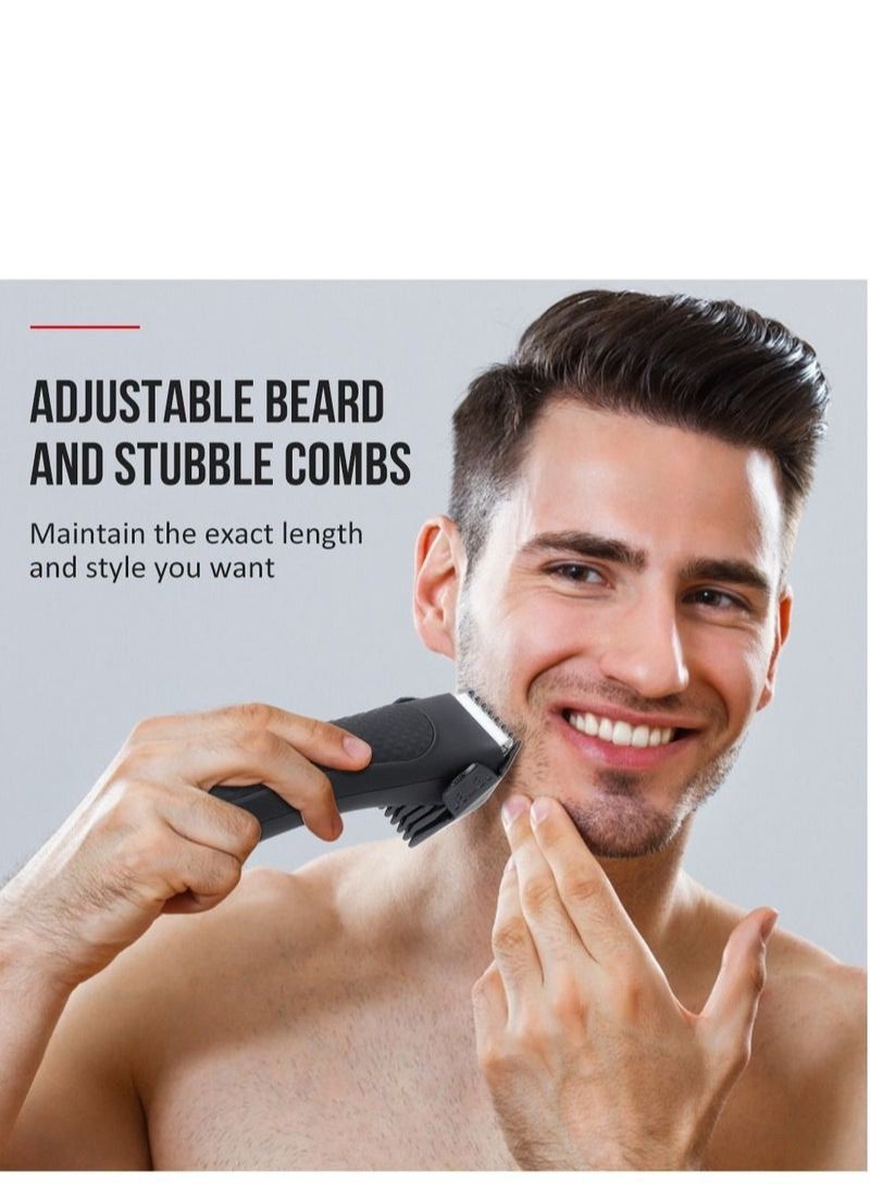 MarlaMall ماكينة تشذيب احترافية، ماكينة تشذيب أسفل الحزام مصممة للرجال، ماكينة قص الشعر لتشذيب الشعر بسهولة، ماكينة حلاقة مقاومة للماء لمنطقة الفخذ والجسم، مجموعة أدوات الحلاقة المنزلية، مع شحن USB عالمي (أسود) - Image 2