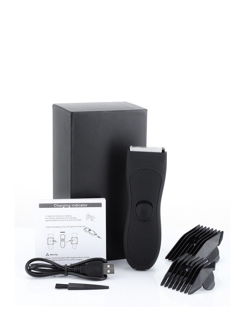 MarlaMall ماكينة تشذيب احترافية، ماكينة تشذيب أسفل الحزام مصممة للرجال، ماكينة قص الشعر لتشذيب الشعر بسهولة، ماكينة حلاقة مقاومة للماء لمنطقة الفخذ والجسم، مجموعة أدوات الحلاقة المنزلية، مع شحن USB عالمي (أسود) - Image 1