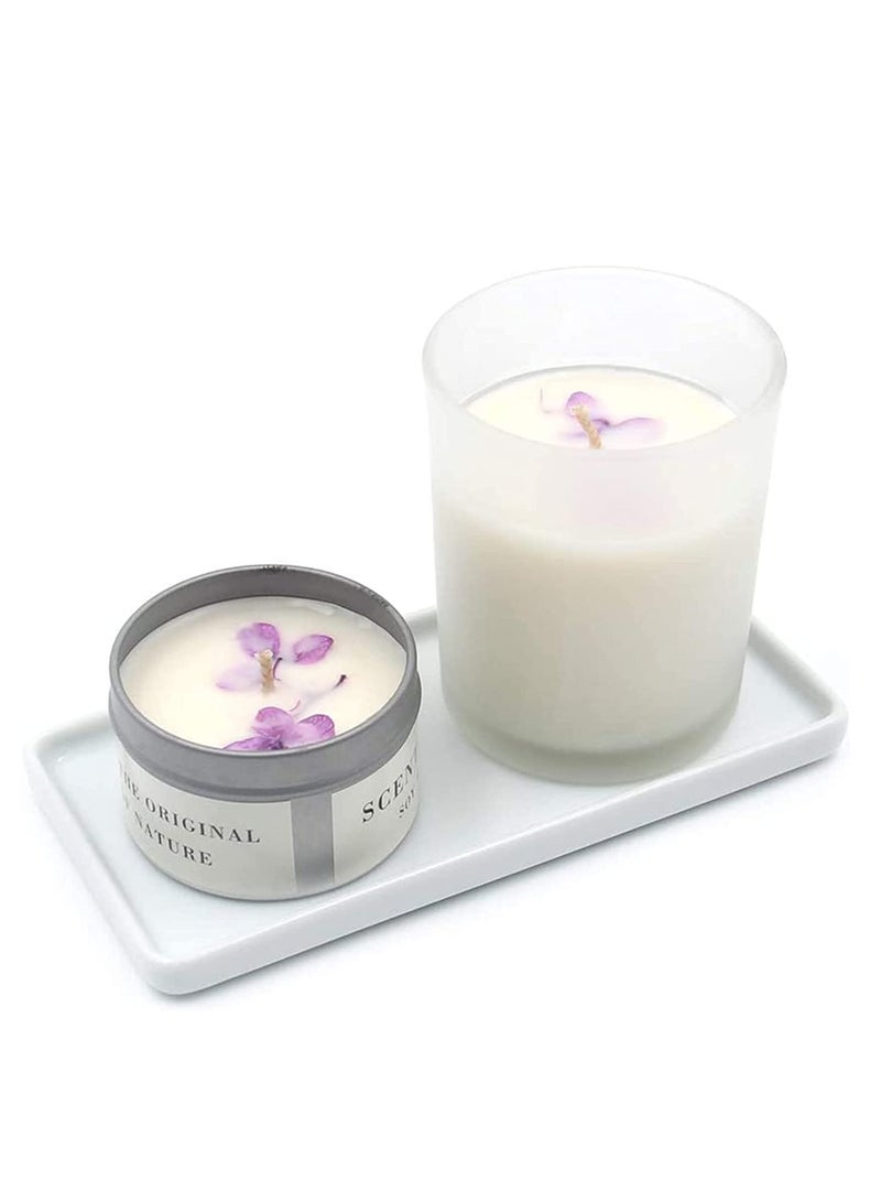 SOLARAE Ceramic Tray for Kitchen Sink, Ceramic Vanity Toothbrush Tray, Small Tray for Bathroom Countertop Jewelry, Perfume, Cosmetics Towel Holder for Decoration Bathroom, Kitchen, Counter, Restroom - Image 3