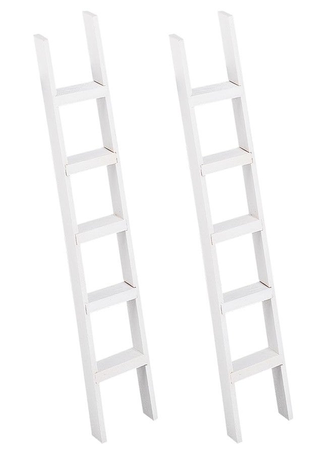 AHANDMAKER 2 pcs Mini Wood Doll House Ladder 5 x 1.2 Inch Miniature Dollhouse Decoration Accessories Mini Doll House Ladder for Landscape, Dollhouse Decor, White - Image 1