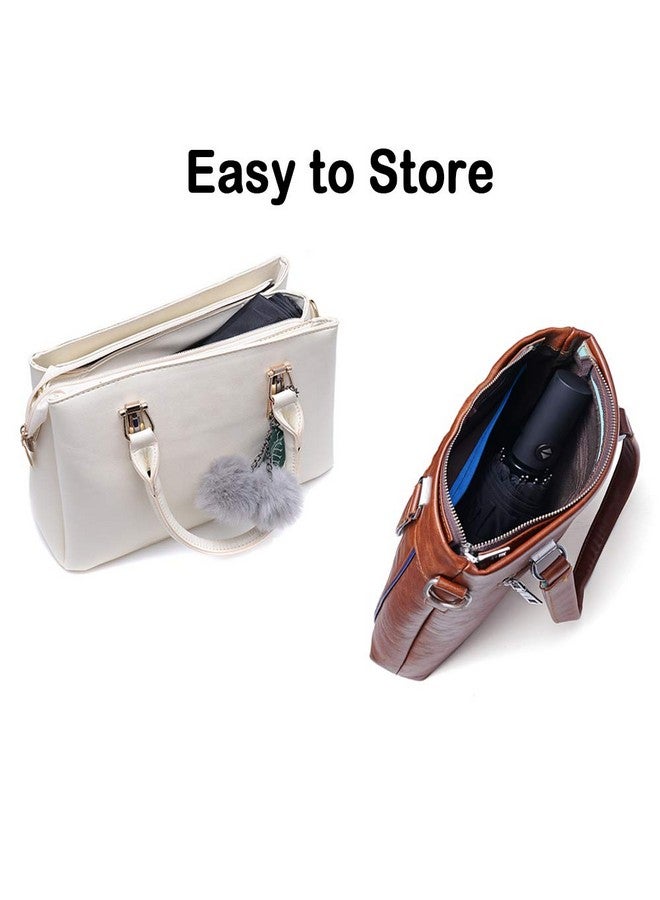 PFFY 2 Packs Travel Umbrella Windproof Auto Open & Close Collapsible Folding Small Compact Backpack Car travel Essentials Purse Umbrellas for Rain Black+Blue - Image 4