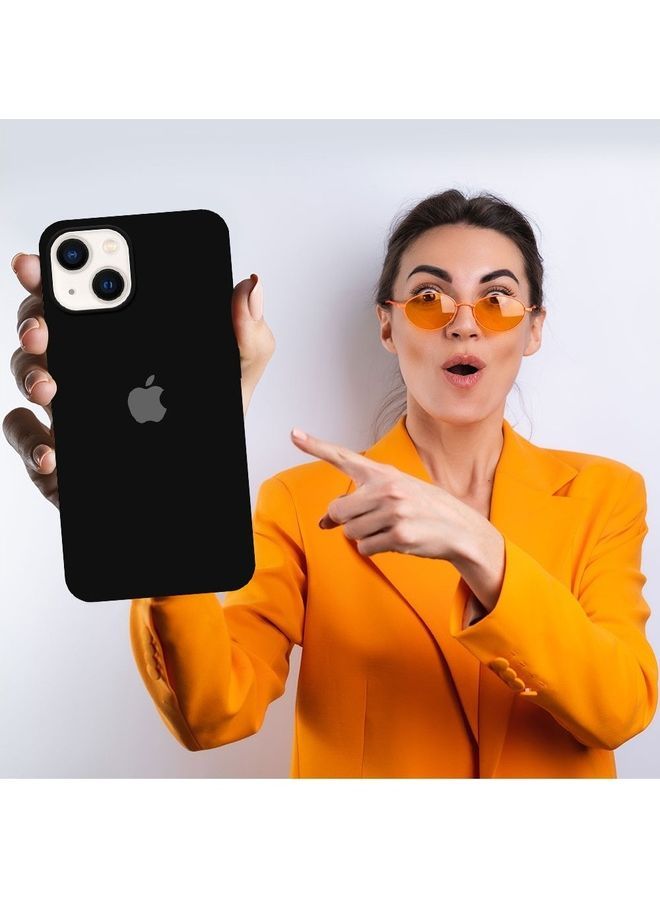 NIBEMINENT Silicone Case Cover Liquid Gel Soft Ultra Slim Shockproof Back Full Body Protection For Apple iPhone 14 Plus 6.7 inch Black - Image 4