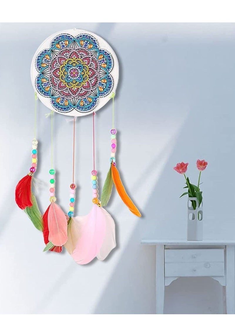 NIBEMINENT Diamond Wind Chimes Painting Kits, DIY 5D Hanging Colorful Feather Art Pendant for Indoor or Outdoor, Garden, Home Wall Decoration - Image 2