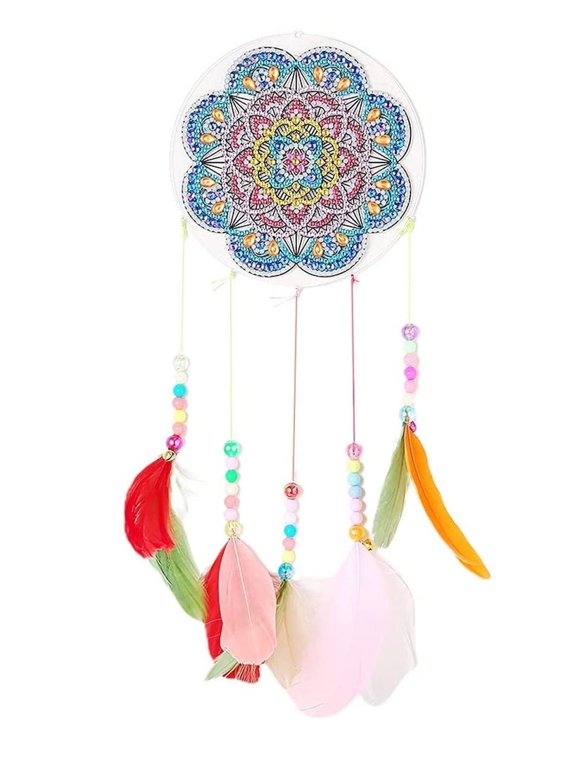 NIBEMINENT Diamond Wind Chimes Painting Kits, DIY 5D Hanging Colorful Feather Art Pendant for Indoor or Outdoor, Garden, Home Wall Decoration - Image 1