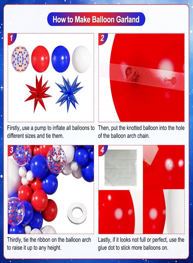 LANGASQUE Red White and Blue Balloon Garland Arch Kit, 140Pcs Blue Red White 4th of July Balloons for Patriotic Decorations 4th of July Memorial Day Graduation Baseball Birthday Party Decorations - Image 4
