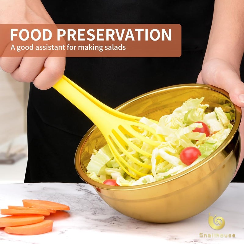 Yopple Elegant Stainless Steel Gold Serving Bowls Set, Multipurpose Nesting Mixing Bowls for Rice, Salad, Pasta, Snacks, Cereal, Dessert, Dishwasher Safe & Durable - Image 2