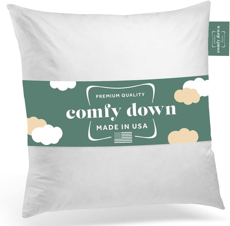 ComfyDown وسادة زخرفية، حشوة ريش وأسفل، غلاف قطن 100% بــ 233 خيط، وسادة مربعة - مصنوعة في الولايات المتحدة الأمريكية (20" x 20") - Image 1