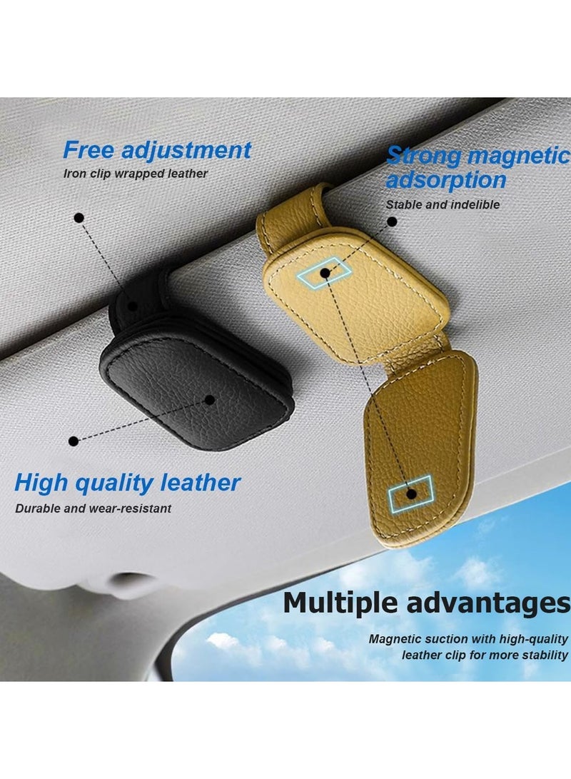 Stylish Car Sunglasses Holder - PU Leather Sun Visor Clip with Magnetic Closure, Eyeglasses Hanger & Ticket Organizer, Universal Auto Interior Accessory (Black)  - Image 5