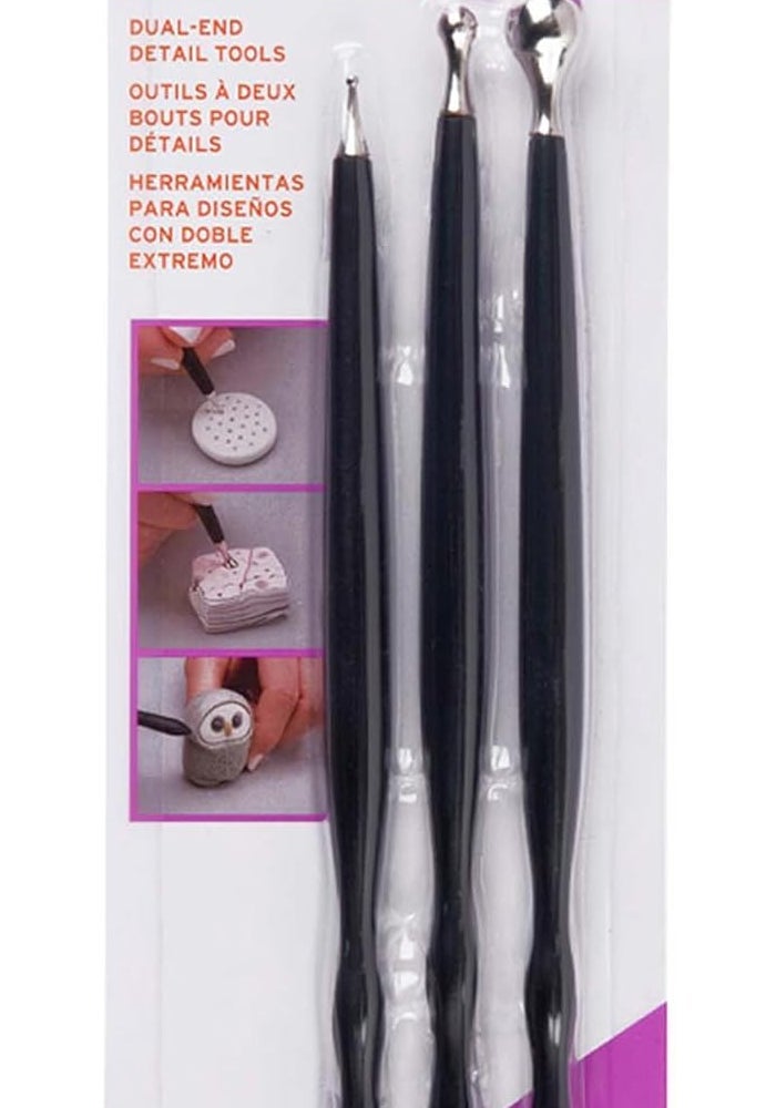 Sculpey Style and Detail Tool Set of 3 - Dual-End Detail Tools for Clay Projects - Image 1