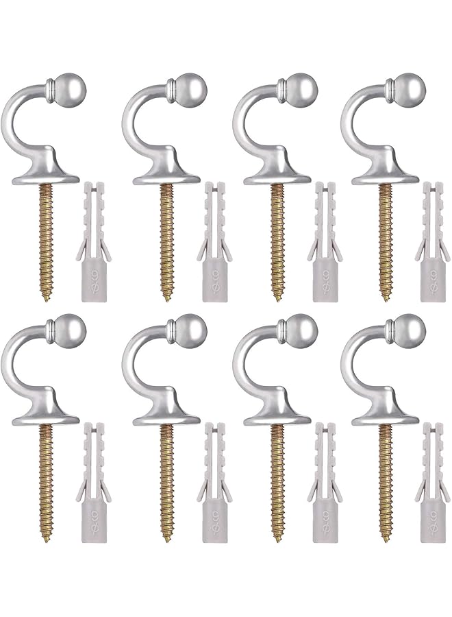 The Bros 4 Pairs Curtain Hooks Metal Tieback Hooks Curtain Holder Tie Curtain Holdback Hook for Home, Curtain Holdback Hook Drapery Tiebacks  - Image 1