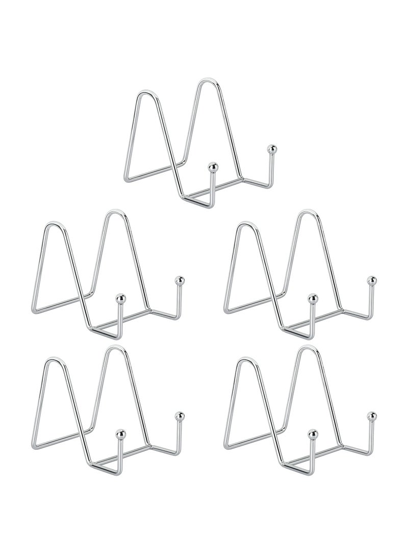 Captaintech 5Pack 3in Silver Display Stands Art Iron Easel Plate Holder Metal Frame Holder Stands for Pictures, Photo, Decorative Plate Dish - Image 1