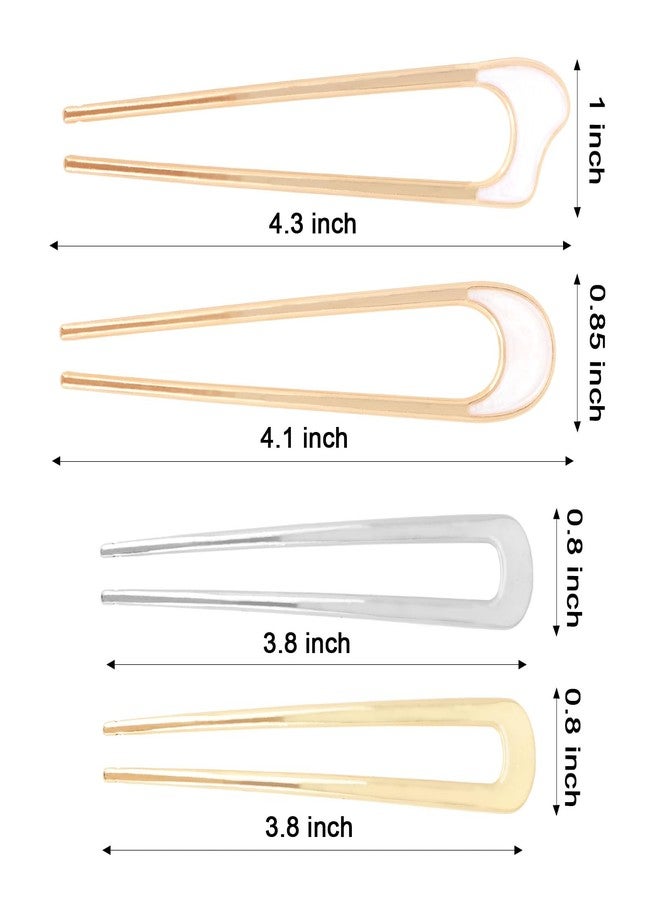 Amariver French Hair Pins 4Pcs Metal Hairpins for Women U Shaped Hair Pins Gold French Hair Pin Hair Fork for Buns Twist Hair Pin for Long Hair - Image 3