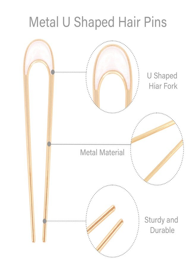 Amariver French Hair Pins 4Pcs Metal Hairpins for Women U Shaped Hair Pins Gold French Hair Pin Hair Fork for Buns Twist Hair Pin for Long Hair - Image 2