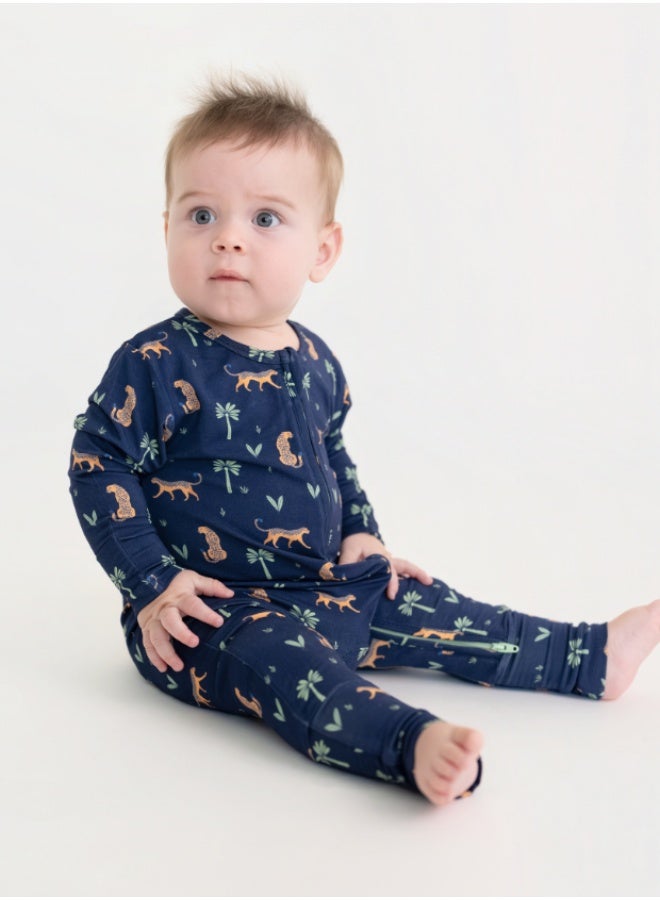 Hushabye – Zippered Baby Sleepsuit – Bamboo – Arabian Leopard - Image 1
