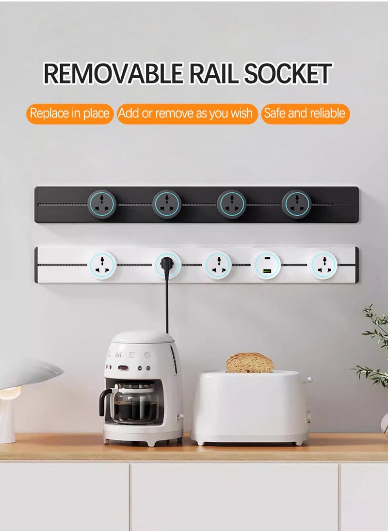 Beirui 60cm Long with 4 universal Power Points, 1 usb Power Socket, Removable Safety Power Socket, Portable Power Rail, Surface Mount Rail Socket with Terminal Blocks for Kitchens, Bathrooms and Offices.  - Image 2