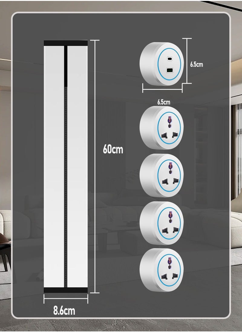 Beirui 60cm Long with 4 universal Power Points, 1 usb Power Socket, Removable Safety Power Socket, Portable Power Rail, Surface Mount Rail Socket with Terminal Blocks for Kitchens, Bathrooms and Offices.  - Image 3
