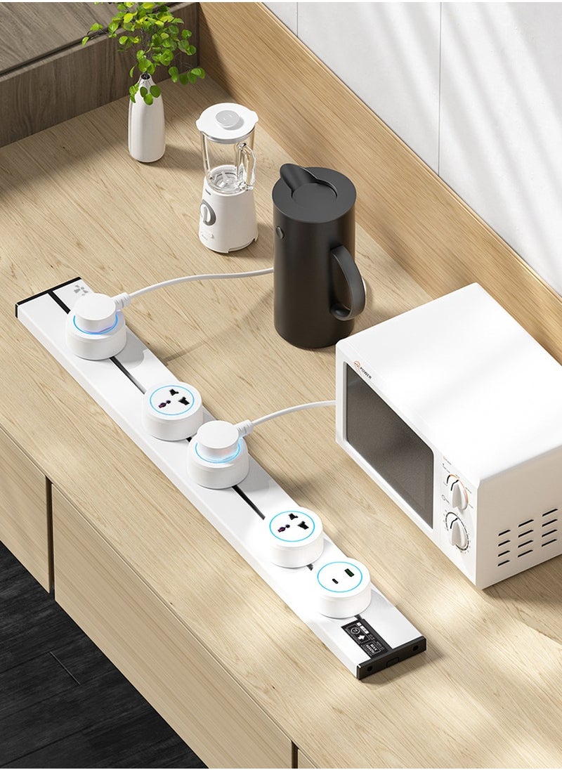 Beirui 60cm Long with 4 universal Power Points, 1 usb Power Socket, Removable Safety Power Socket, Portable Power Rail, Surface Mount Rail Socket with Terminal Blocks for Kitchens, Bathrooms and Offices.  - Image 4