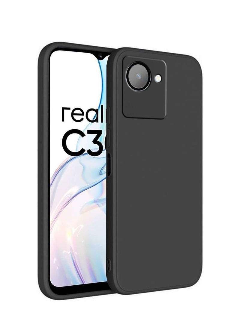 Techie غطاء خلفي رقيق جداً من السيليكون الناعم مع حماية عدسة الكاميرا لهاتف Realme C30s - أسود - Image 1