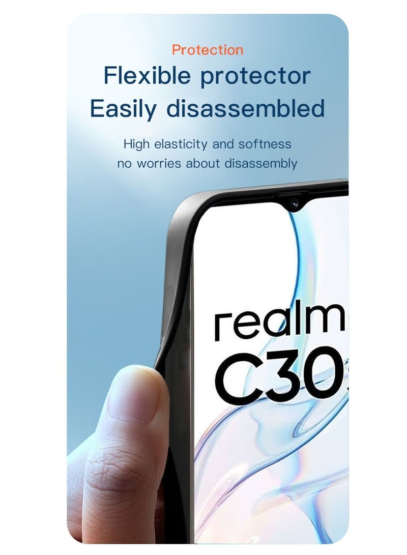 Techie غطاء خلفي رقيق جداً من السيليكون الناعم مع حماية عدسة الكاميرا لهاتف Realme C30s - أسود - Image 4