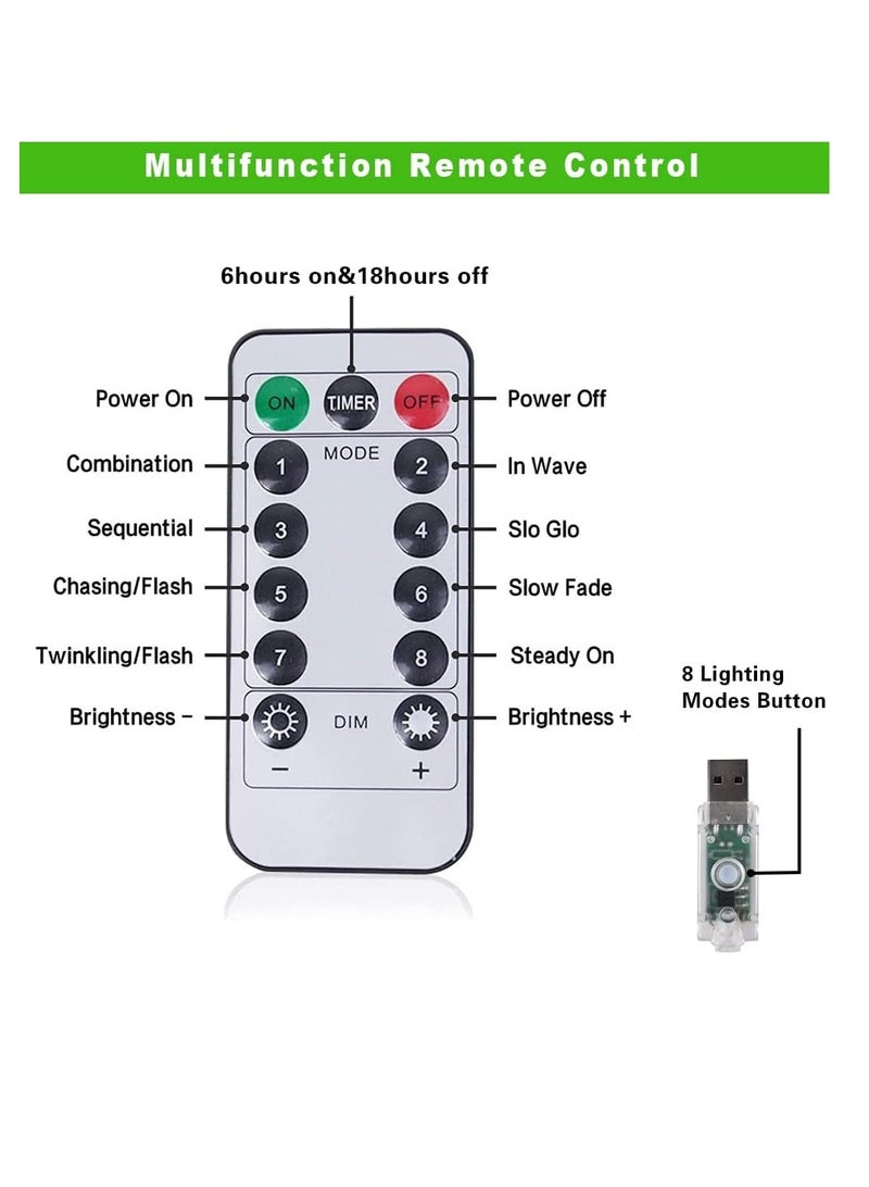 PAMEER Warm White Remote Control Fairy String Lights 12mtr 120 LEDs USB Powered LED String Lights for Christmas EID Ramadan Diwali Wedding Birthday Party Home Decoration Waterproof with 8 Modes Changing - Image 2
