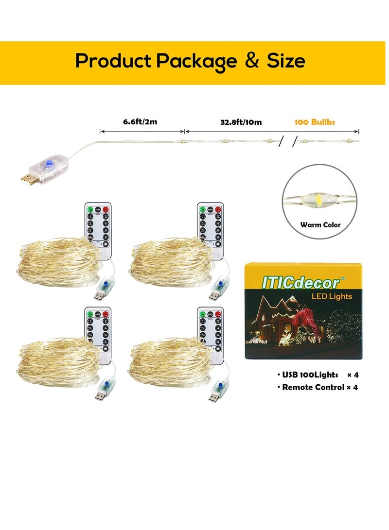 PAMEER Warm White Remote Control Fairy String Lights 12mtr 120 LEDs USB Powered LED String Lights for Christmas EID Ramadan Diwali Wedding Birthday Party Home Decoration Waterproof with 8 Modes Changing - Image 4
