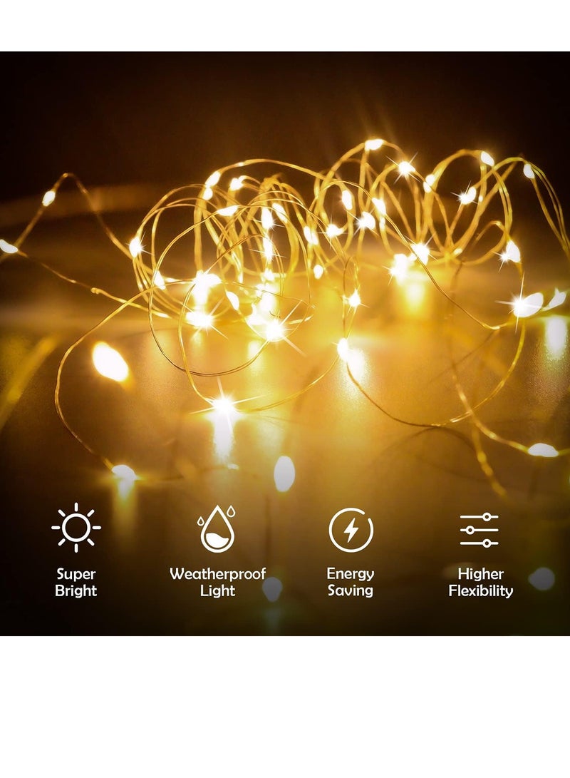 PAMEER Warm White Remote Control Fairy String Lights 12mtr 120 LEDs USB Powered LED String Lights for Christmas EID Ramadan Diwali Wedding Birthday Party Home Decoration Waterproof with 8 Modes Changing - Image 5