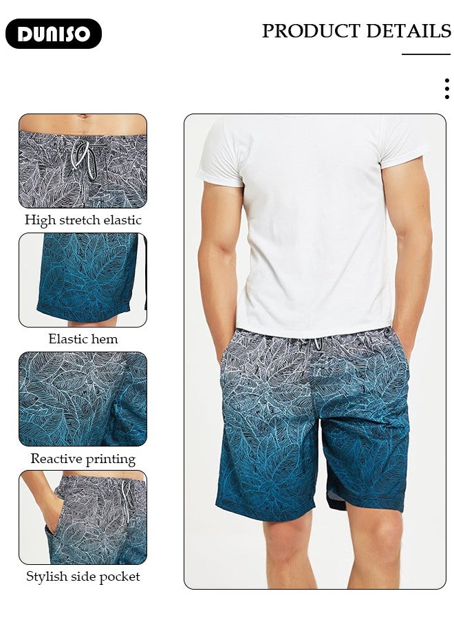 DUNISO Men's Swimming Shorts,Men's Swim Trunks,Swim Shorts with Pockets,Quick Dry Surfing Stretchy Beach Shorts,Lightweight Casual Shorts,for Sports Running Beach Surfing Swimming  - Image 2