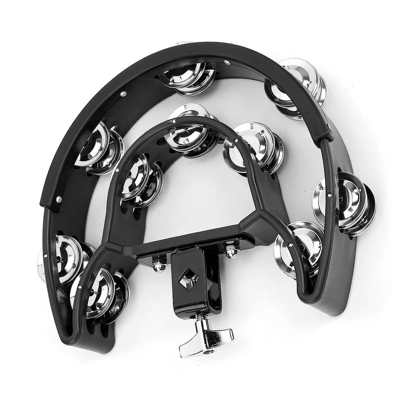 Softline Pro SP TW20-HHT-BK Double Row Tambourine Percussion Accessory Metal Tinkle Handheld Drum Cymbals Hi Hat Tambourine Bells for Stage Parties - Image 2